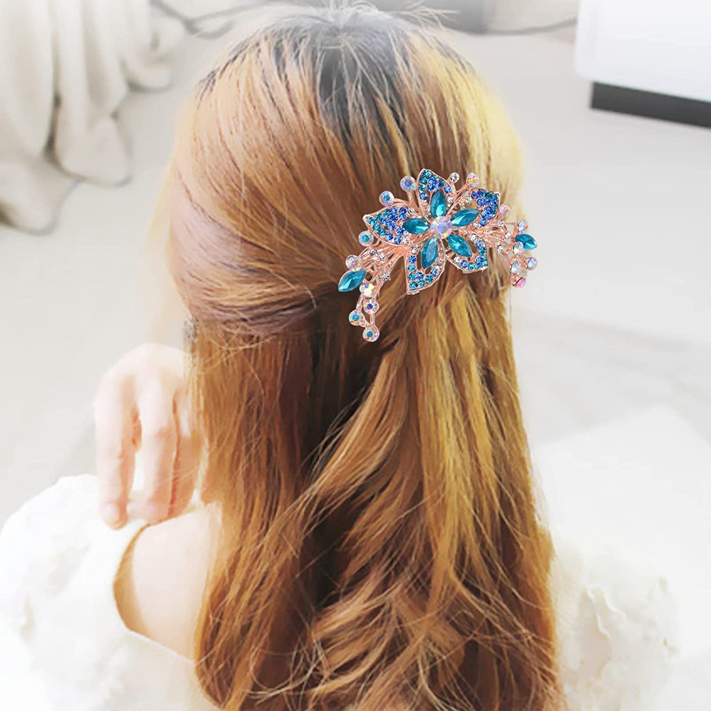 Yellow Chimes Comb Pin for Women Hair Accessories for Women Floral Comb Clips for Hair for Women Western Blue Crystal Hair Pin Bridal Hair Accessories for Wedding Side Pin / Comb Pin / Juda Pin Accessories for Women