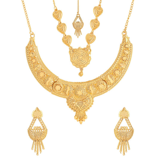 Yellow Chimes Jewellery Set for Women and Girls Gold Necklace Set for Women | Gold Toned Bridal Designed Necklace Set | Birthday Gift for girls and women Anniversary Gift for Wife