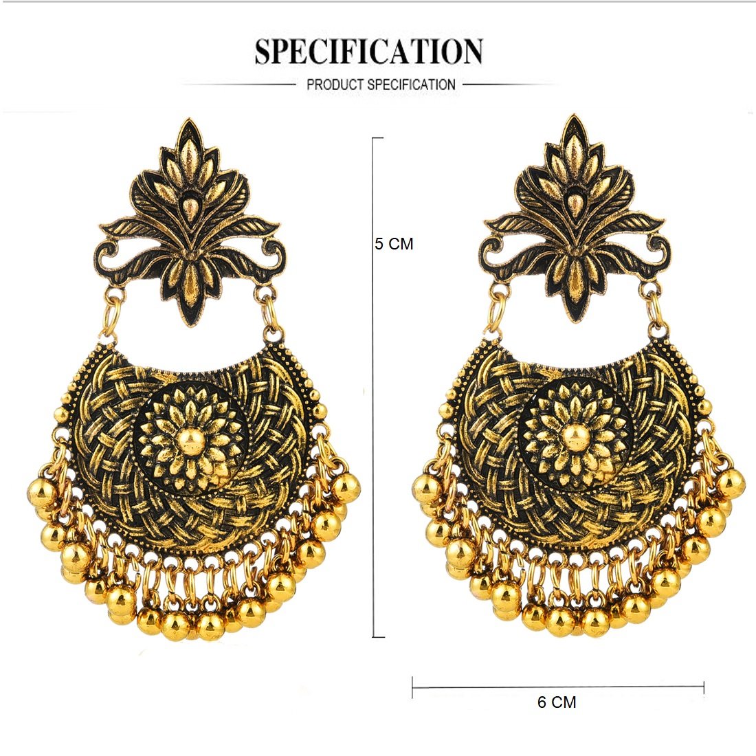 Yellow Chimes Artistic Braid Craft Stylish Oxidised Chandbali Earrings For Women & Girls