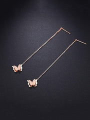 Kairangi Threader Earrings for Women Western Rose Gold Plated Stainless Steel Butterfly Shaped Threader Earrings For Women and Girls
