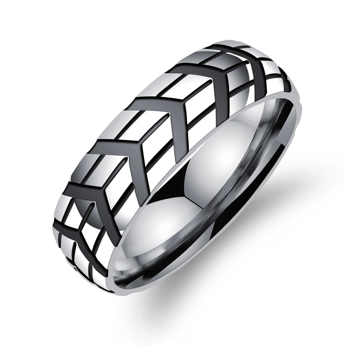 Yellow Chimes Rings for Men Western Style Silver toned Stainless Steel band designed Contemporary Ring for Men and Boys