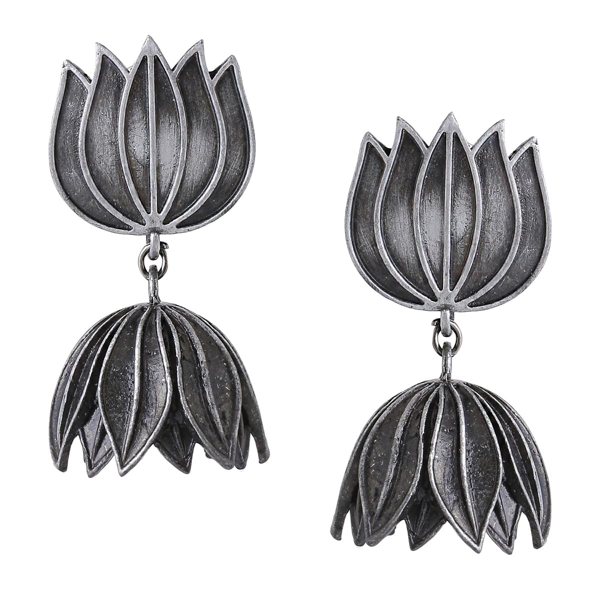 Yellow Chimes Earrings For Women Oxidised Silver Toned Floral Designed Drop Earrings For Women and Girls