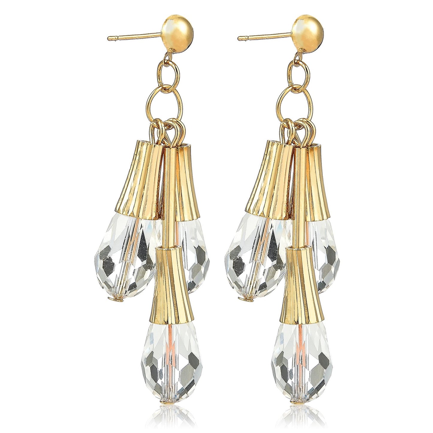 Yellow Chimes Moxie Collection 3 Stand Earrings for Women and Girls (White)