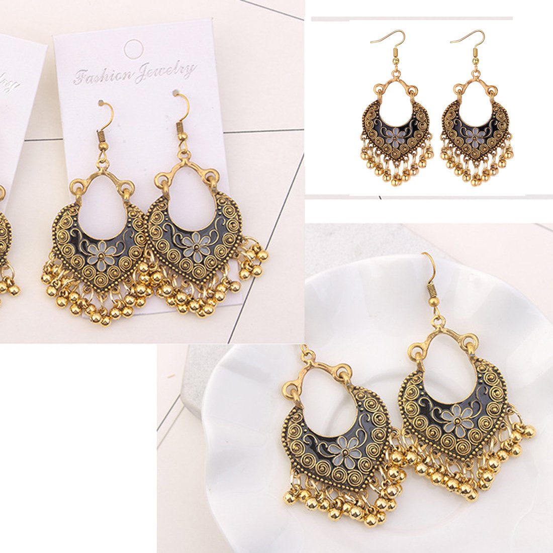 Yellow Chimes Antique Ethnic Fusion Chandbali Earrings for Women & Girls