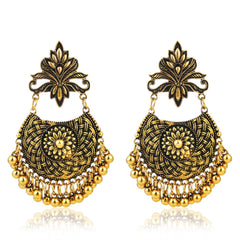 Yellow Chimes Artistic Braid Craft Stylish Oxidised Chandbali Earrings For Women & Girls