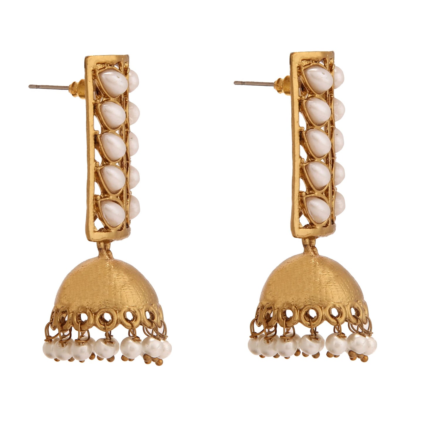 Yellow Chimes Earrings for Women & Girls | Traditional Gold Jhumka Earrings with Hanging Pearls | Gold Plated Jhumkas | Dome Shape Jhumki Earring | Birthday & Anniversary Gift