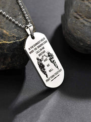 Yellow Chimes Pendant for Men and Boys Silver Dog Tag for Men Stainless Steel Pendant Chain for Men Inspirational Words We Will Fight Them Together Pendants for Men | Birthday Gift for Men and Boys