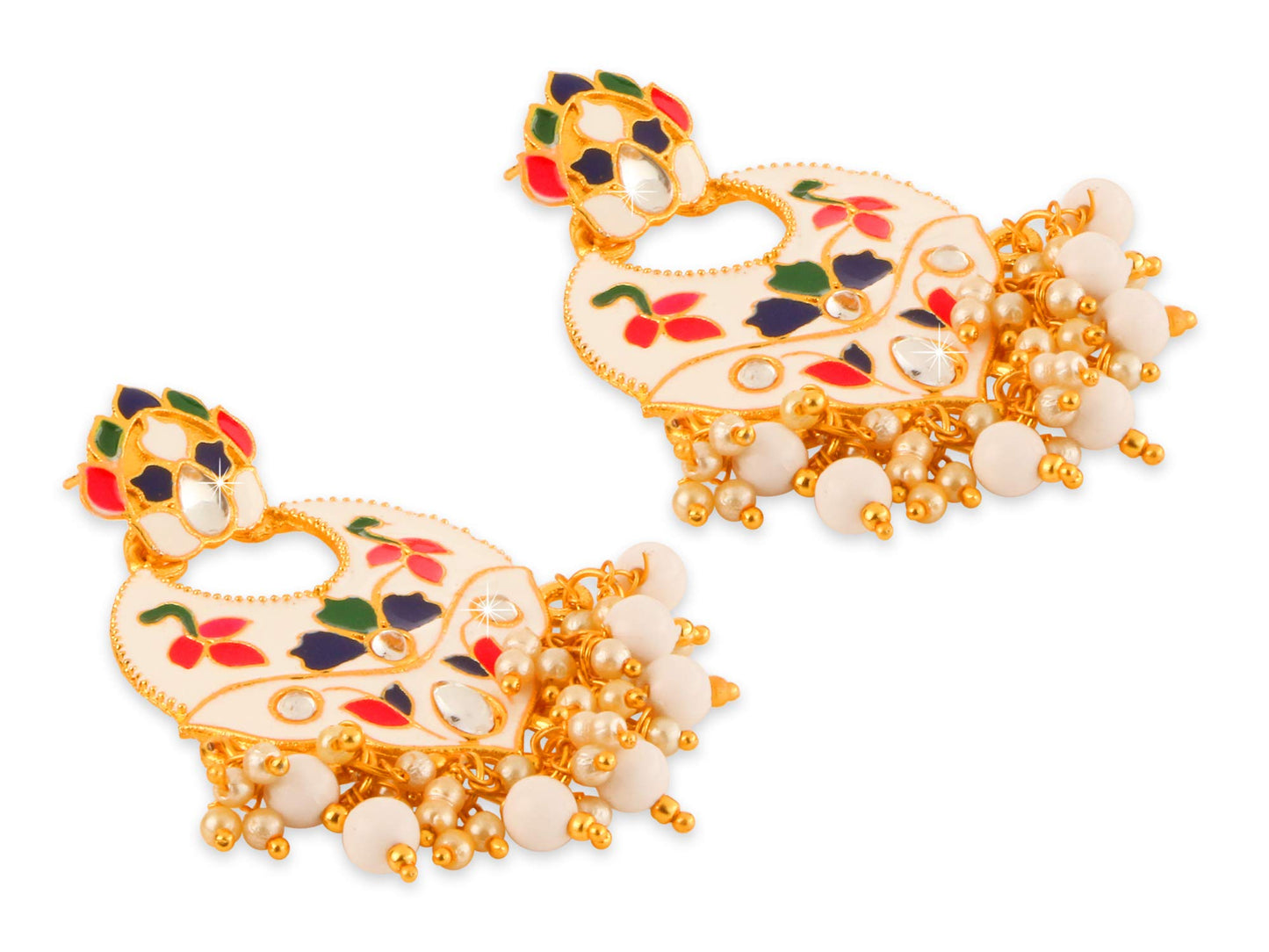 Yellow Chimes Beautifully Enamelled Stylish Gold Plated Meenakari Chandbali Earrings for Women and Girls…