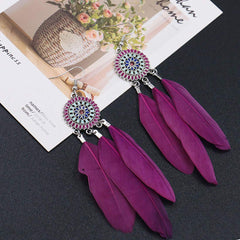 Yellow Chimes Pink Feather Long Tassel Earring for Women & Girls
