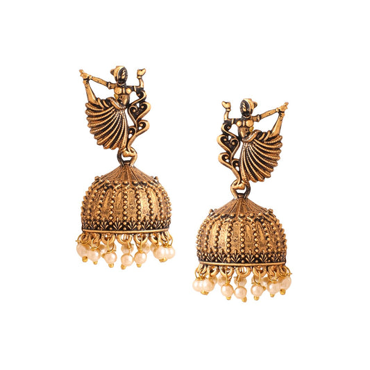 Yellow Chimes Earrings for Women and Girls Traditional Jhumka Earrings | Oxidised Gold Plated Dancing Doll Jhumka Jhumki Earrings for Women I Birthday Gift For Girls Anniversary Gift for Wife