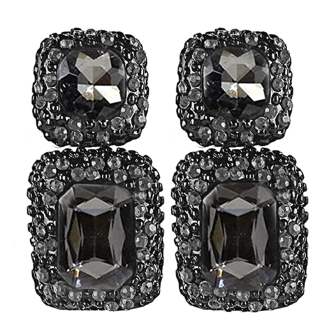 Kairangi Crystal Drop Earrings for Women Black Crystal Earrings Square Shaped Drop Earrings for Women and Girls.