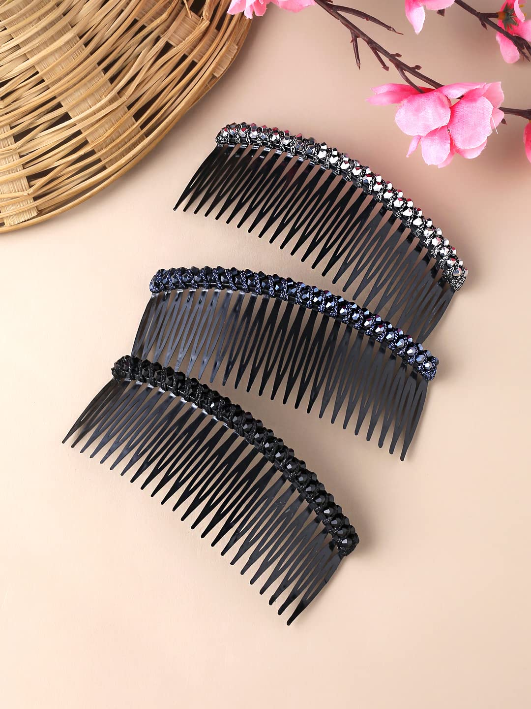 Yellow Chimes Comb Pin for Women Hair Accessories for Women Western Comb Clips for Hair for Women Set of 3 Pcs Juda Pin Hair Pins for Women Side Pin/Comb Pin/Juda pin Accessories for Women