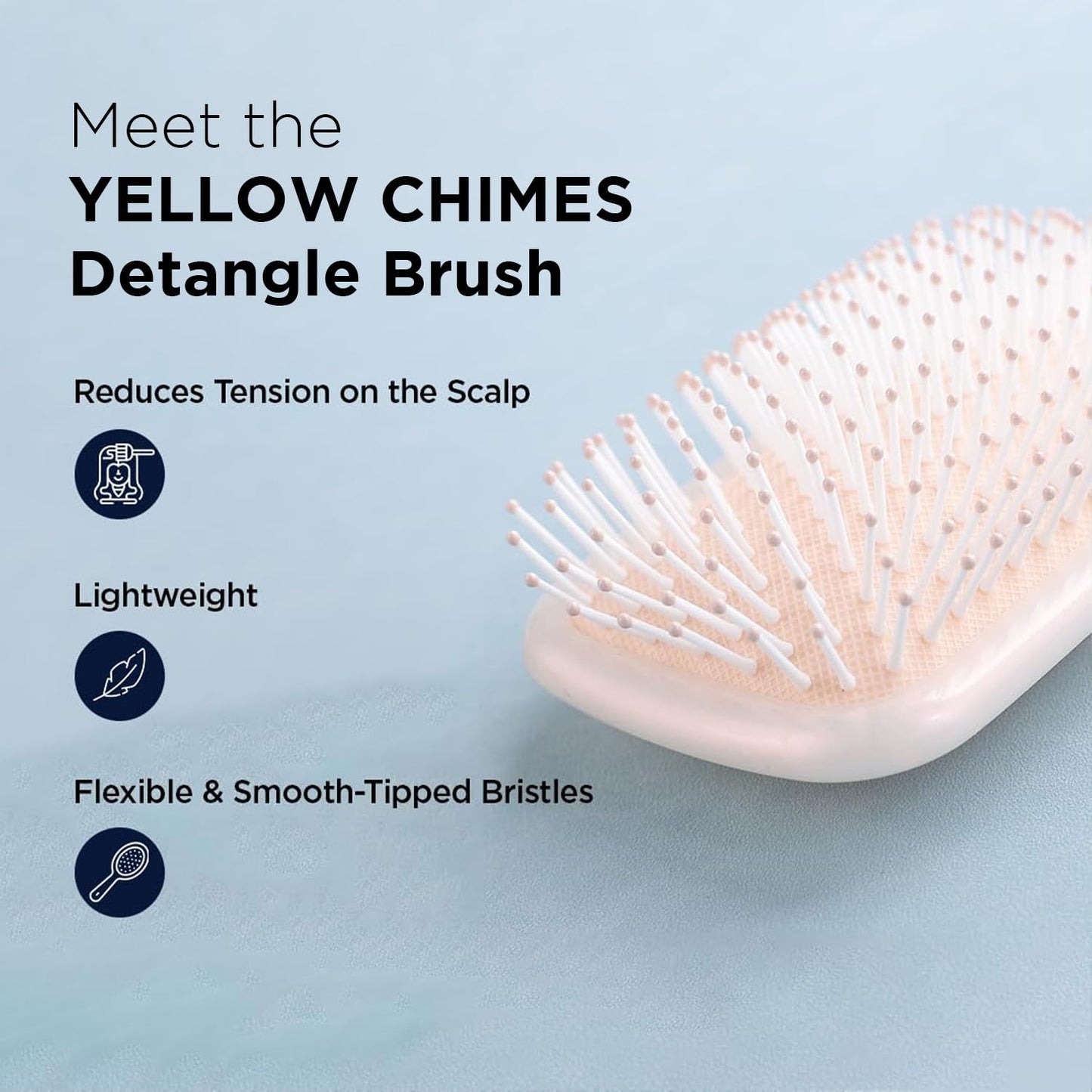 Yellow Chimes Detangler Hair Brush | Flexible Bristles | Paddle Brush with Cushioning for Smoothening out Curls, Straightening and Styling Hair | Wet & Dry Hair Pain Free Detangling