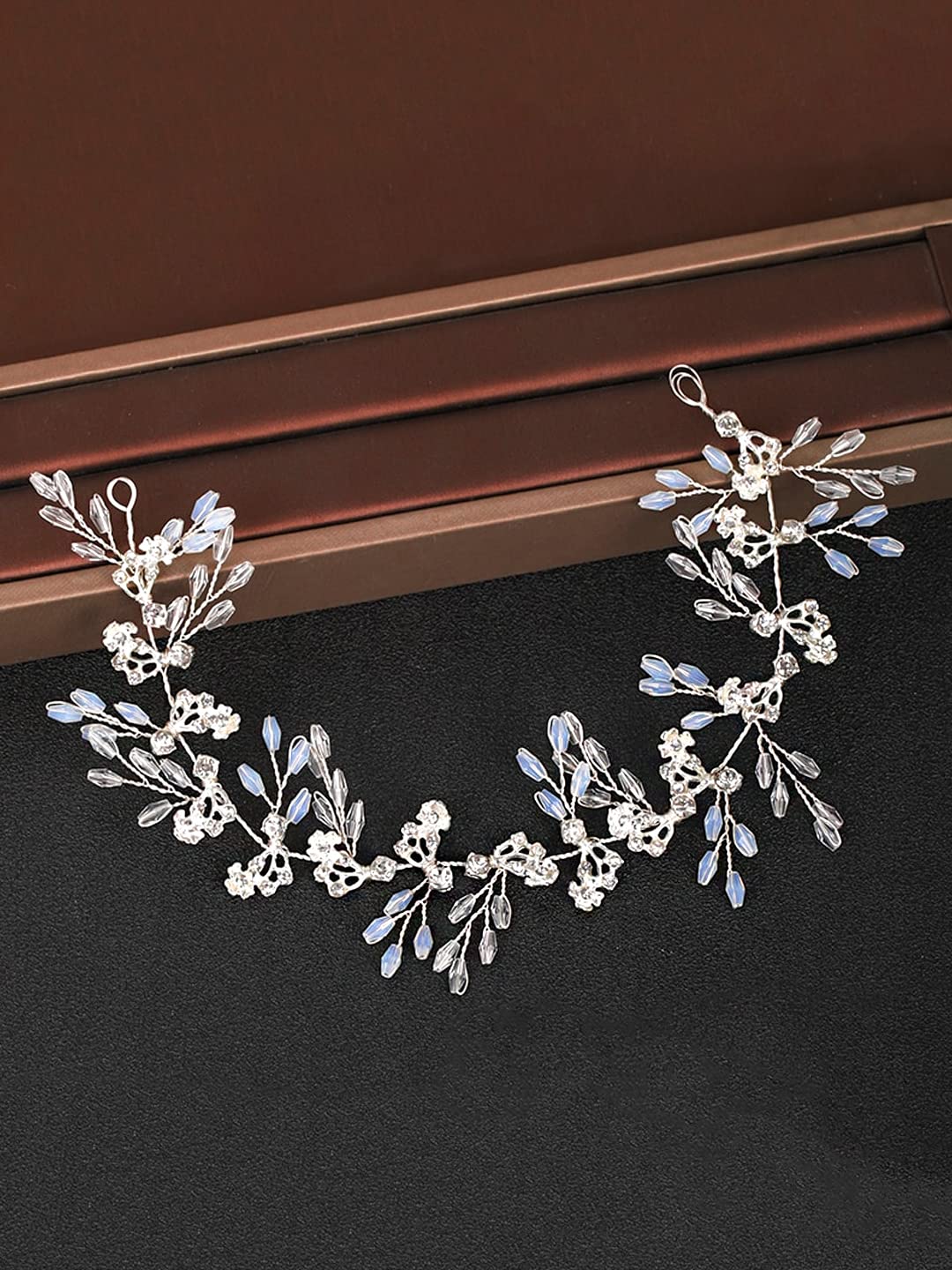 Yellow Chimes Bridal Hair Vine for Women and Girls Bridal Hair Accessories for Wedding White Headband Hair Accessories Wedding Jewellery for Women Crystals Bridal Wedding Headband Hair Vine for Girls