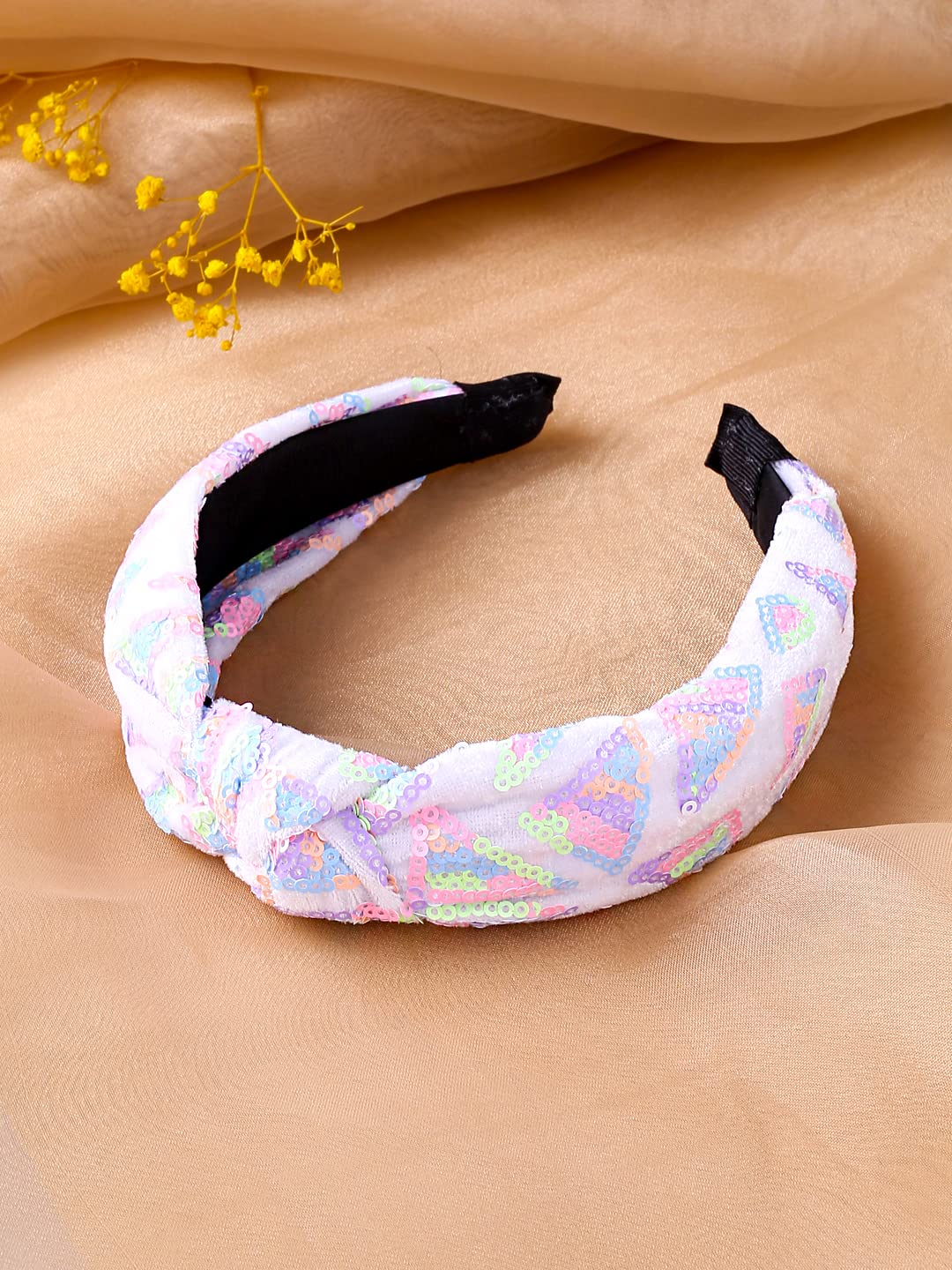 Yellow Chimes Hair Band for Women Girls Hair Accessories for Women Solid Headband for Women Knot Fabric Hair Band for Girls Multicolor Turban Headband Cross Knot Hair Bands Elastic Hair Accessories for Women