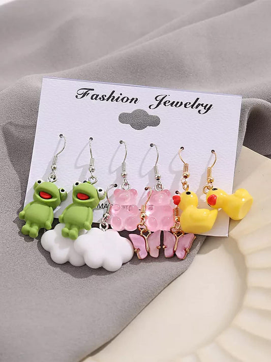 Kairangi Combo Earring For Women set Pack Of 6 Pairs Of Multicolor Cute Creature Charm Earrings For Women and Girls