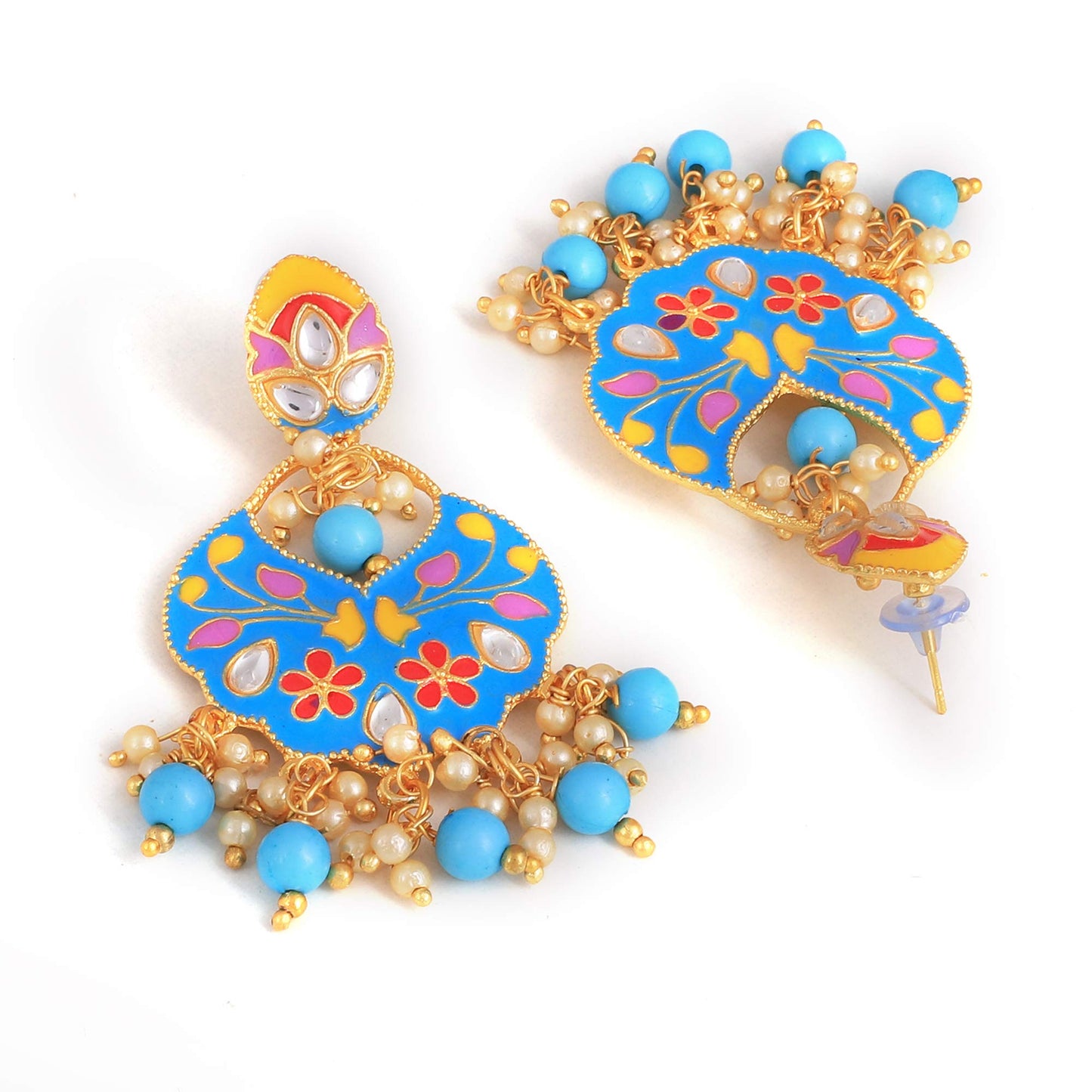 Yellow Chimes Beautifully Enamelled Gold Plated Meenakari Chandbali Earrings for Women and Girls…