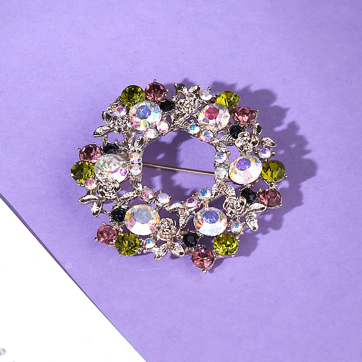 Yellow Chimes Brooch for Women Multicolor Crystal Floral Shaped Brooch Pin Fashionable Brooch for Girls and Women.