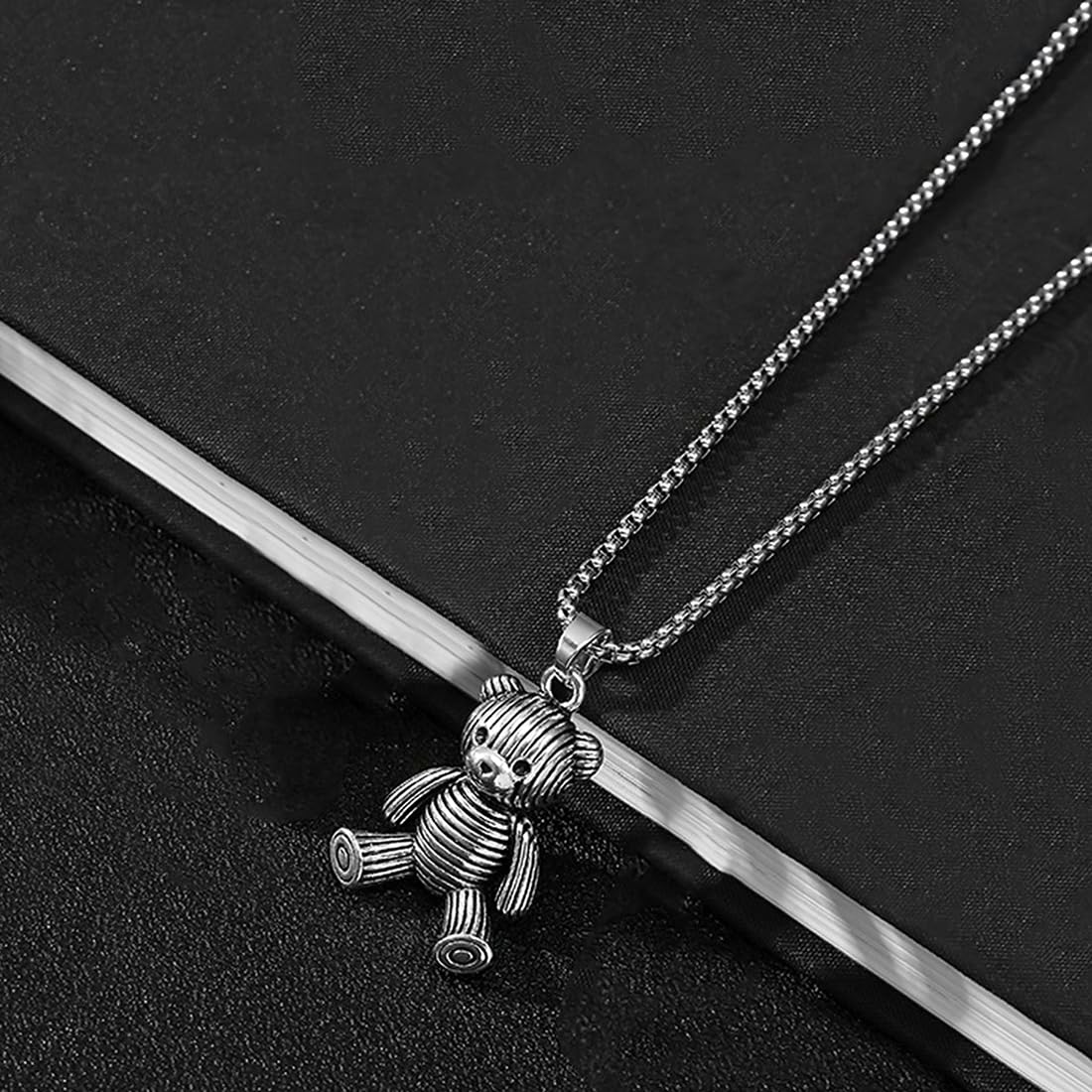 Yellow Chimes Chain Pendant for Girls Silver Chain Pendant 2 Pcs Combo of Stainless Steel Teddy Bear and Robo Designed Chain Pendant for Women and Girls