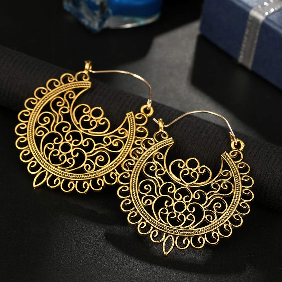 Yellow Chimes Oxidized Fashion Party ware Gold Plated Alloy Chandbali Earring for Women and Girls