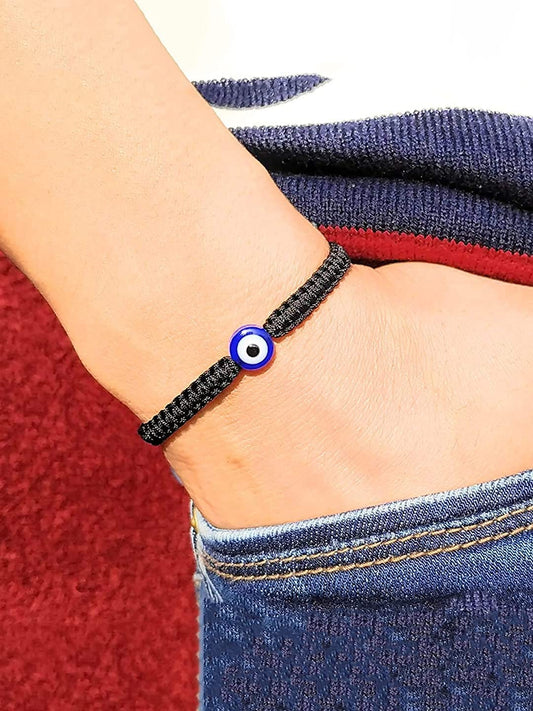 Yellow Chimes Men's and Women's Nylon Cord Adjustable Thread Wrist Band Black Evil Eye Nazariya Style Bracelets Accessories Jewellery