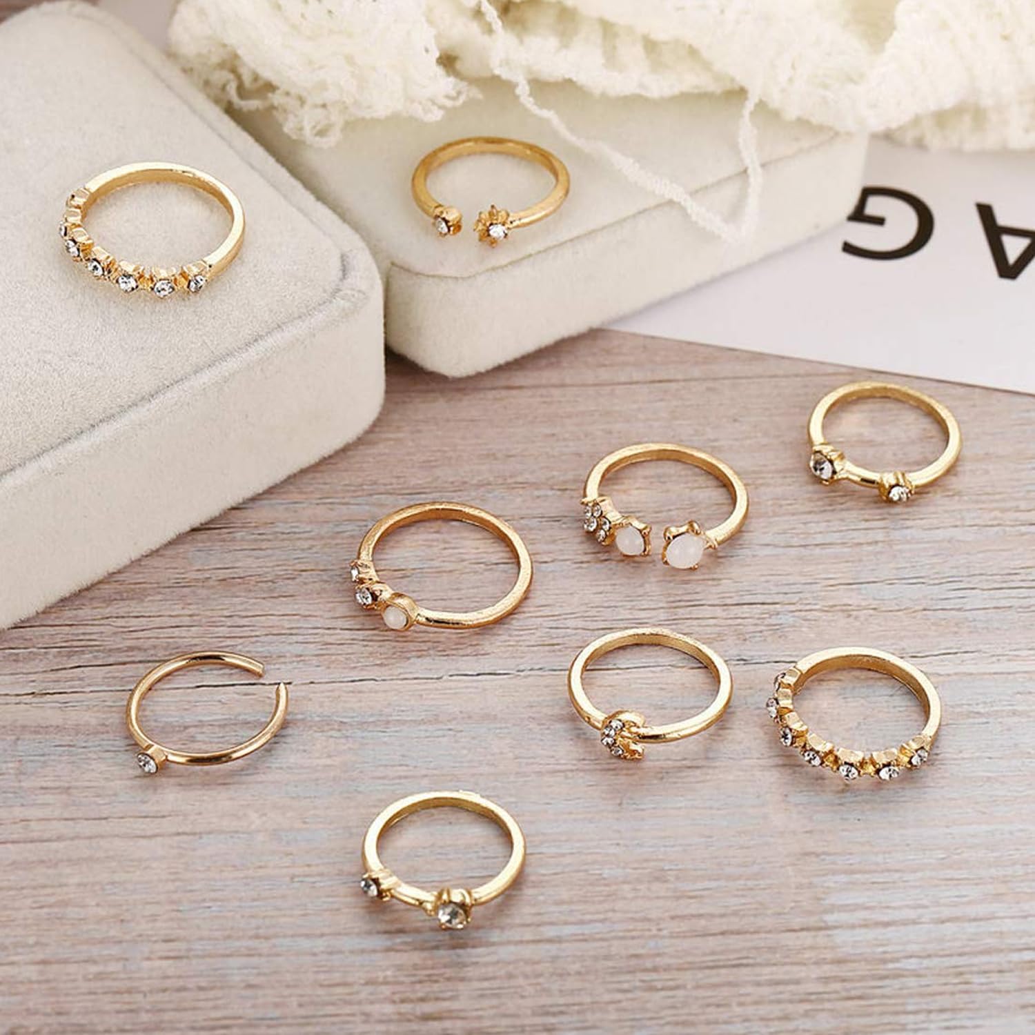 Yellow Chimes Rings for Women and Girls Aesthetic Stack Ring Set