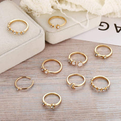 Yellow Chimes Rings for Women and Girls Aesthetic Stack Ring Set | Gold Plated Aesthetic Knuckle Rings Set |Birthday Gift For girls and women Anniversary Gift for Wife