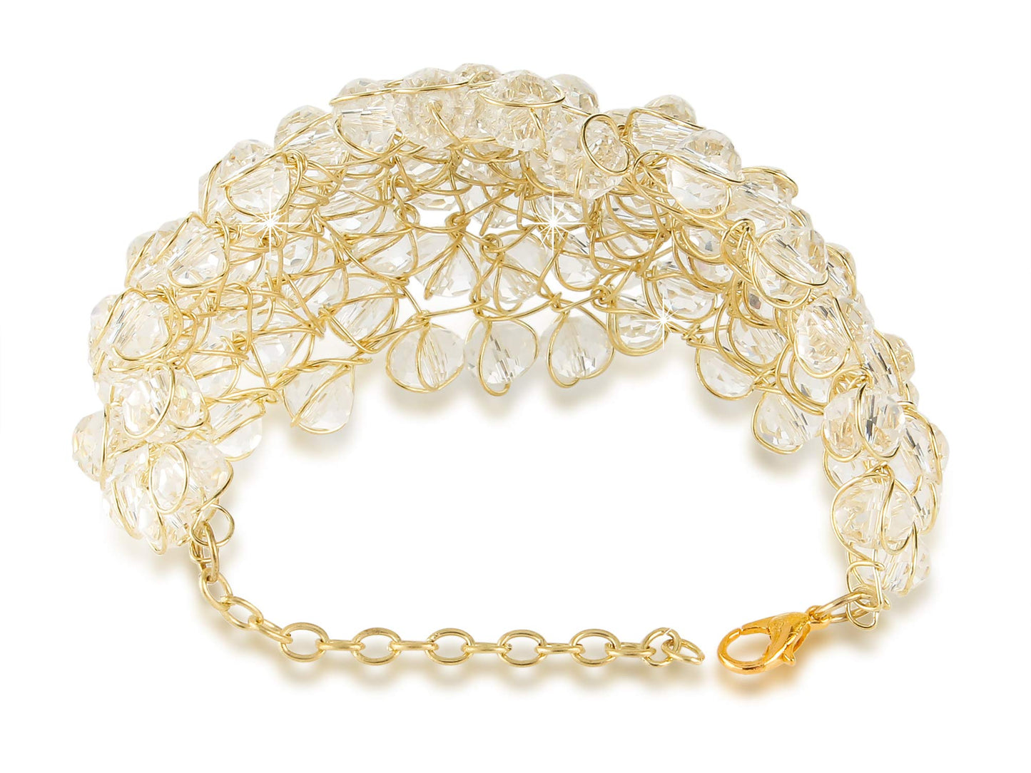 Yellow Chimes Stylish Crystal Beads Combo Bracelet Earrings Ring Set for Women and Girls