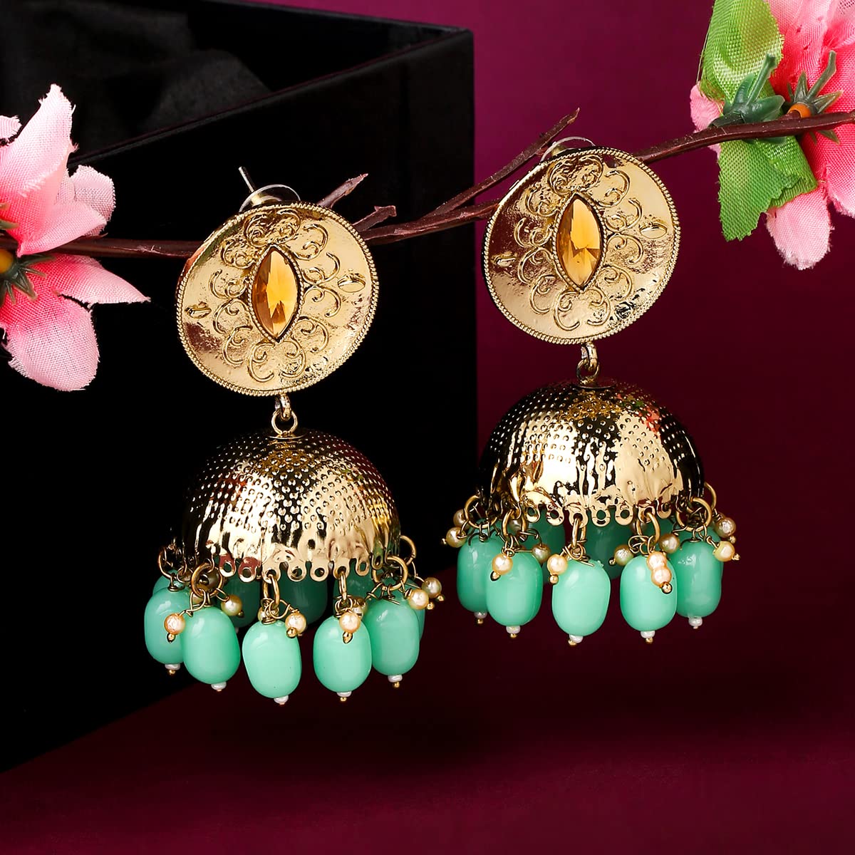 Yellow Chimes Earrings for Women and Girls Traditional Kundan Studded Jhumka | Gold Plated | Kundan Stone Jhumki Earrings | Birthday Gift for girls and women Anniversary Gift for Wife