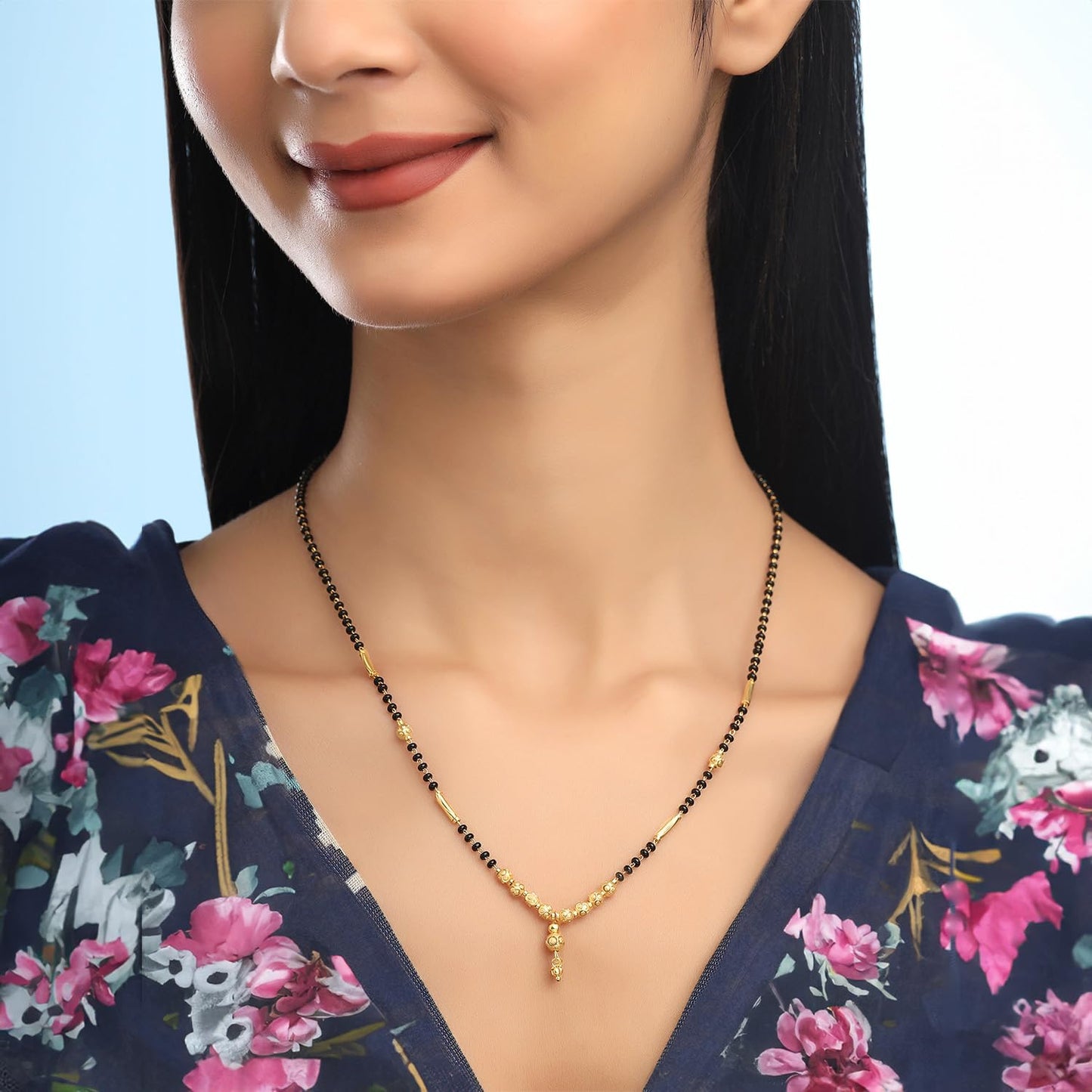 Yellow Chimes Mangalsutra for Women Combo of 3 Pcs Gold Plated Black Beads Mangal Sutra Pendant Necklace for Women and Girls.