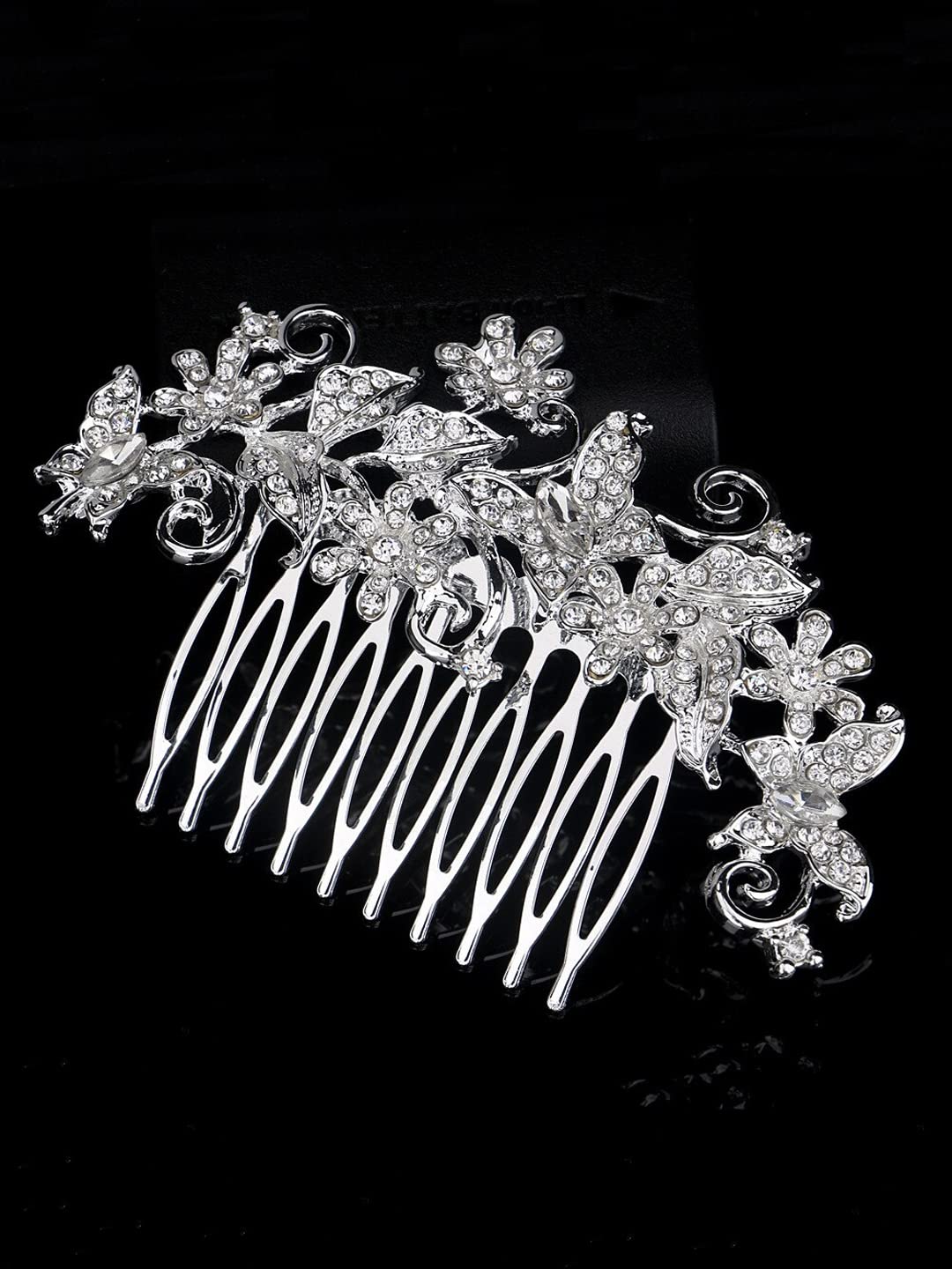 Yellow Chimes Comb Pin for Women Hair Accessories for Women Floral White Comb Clips for Hair for Women Crystal Hair Pin Bridal Hair Accessories for Wedding Side Pin / Comb Pin / Juda Pin Accessories for Women