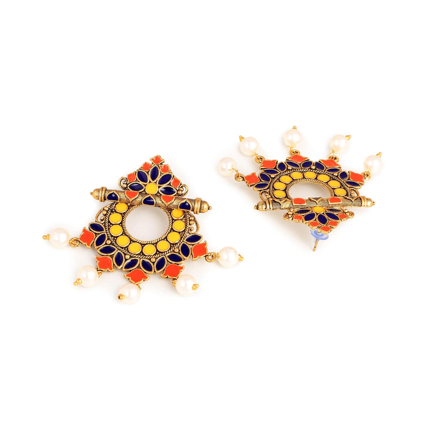 Yellow Chimes Beautifully Enamelled Gold Plated Meenakari Chand Bali Earrings for Women and Girls…