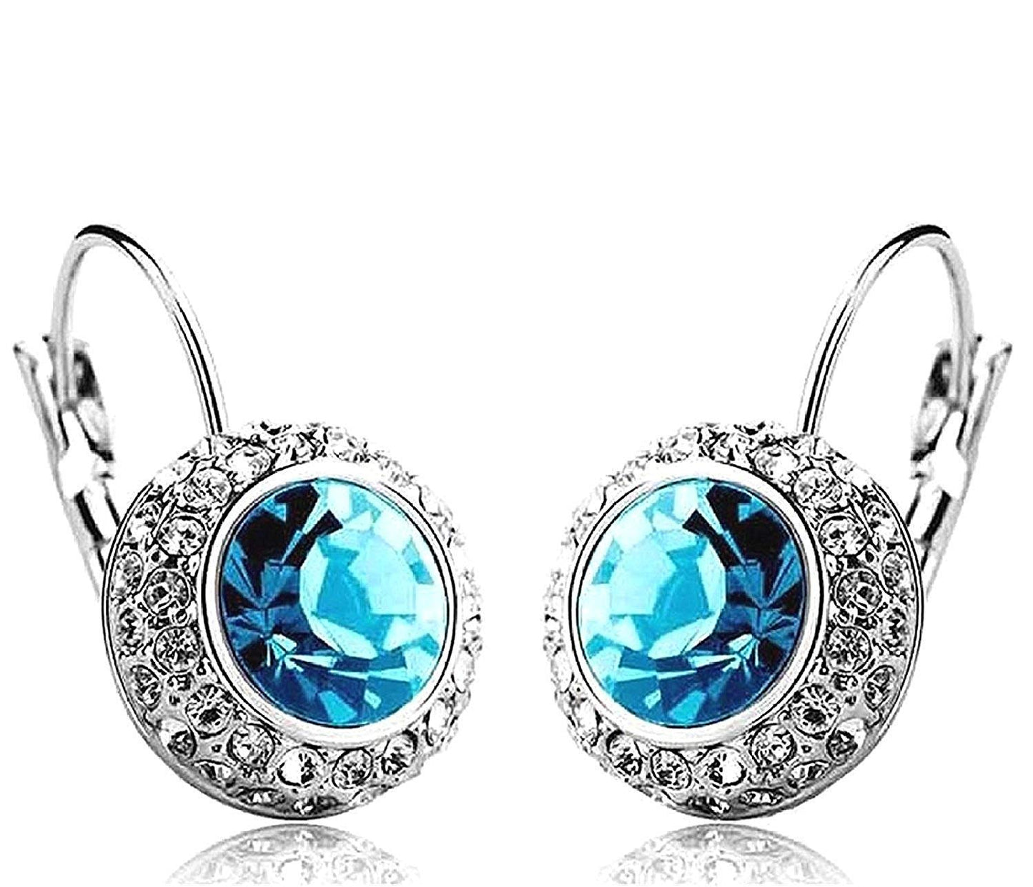 Yellow Chimes Designer Blue Austrian Cyrstal Clip-on Earrings For Women & Girls