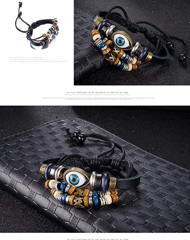 Yellow Chimes 2 PCs Combo of Anchor Bulles Eye Leather Wrap Casual Wear Bracelet for Men and Boys