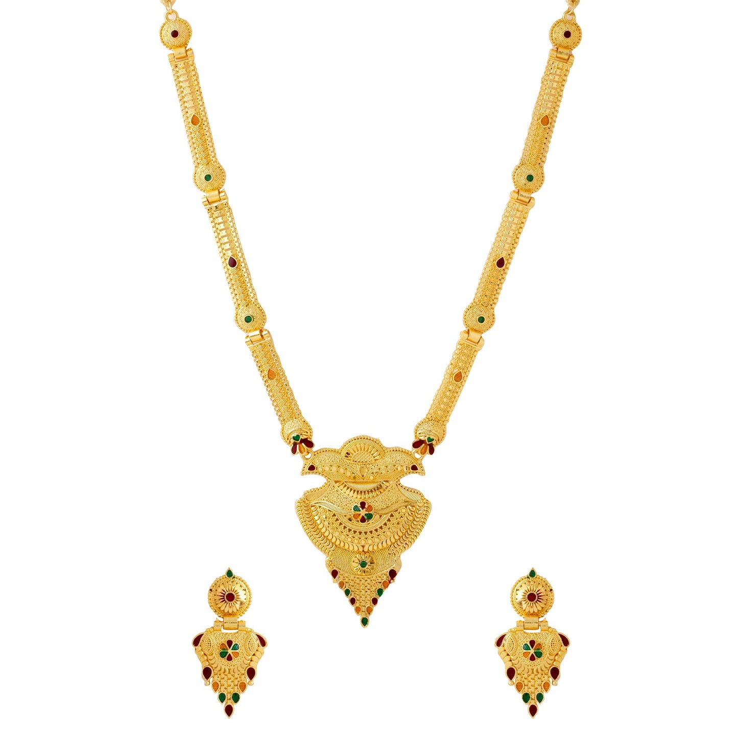 Yellow Chimes Jewellery Set for Women and Girls One Gram Gold Jewellery Set for Women Gold Plated Necklace Set Long Haram Jewellery Set | Birthday Gift for Girls & Women Anniversary Gift for Wife