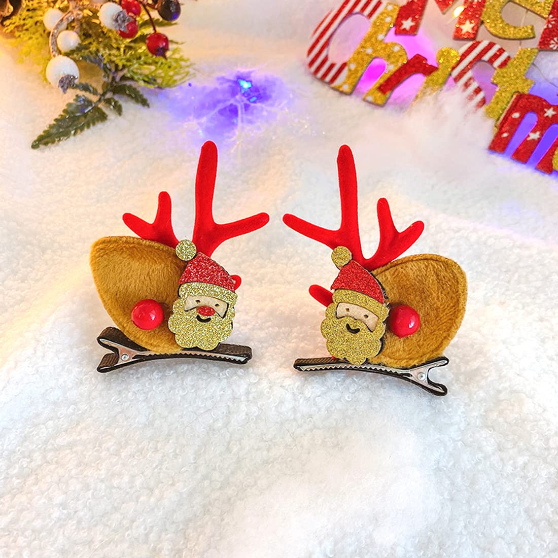 Melbees by Yellow Chimes Hair Clips for Women Girls Hair Accessories Winter Christmas Collection Hair Clip 4 Pcs Hair Clips Hairclips Cute Christmas Characters Alligator Clips for Hair Pins for Women