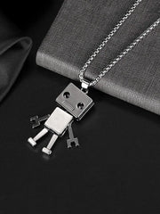 Yellow Chimes Chain Pendant for Girls Silver Chain Men Pendant Silver Toned Robot Design Locket Chain Pendant for Women and Men.