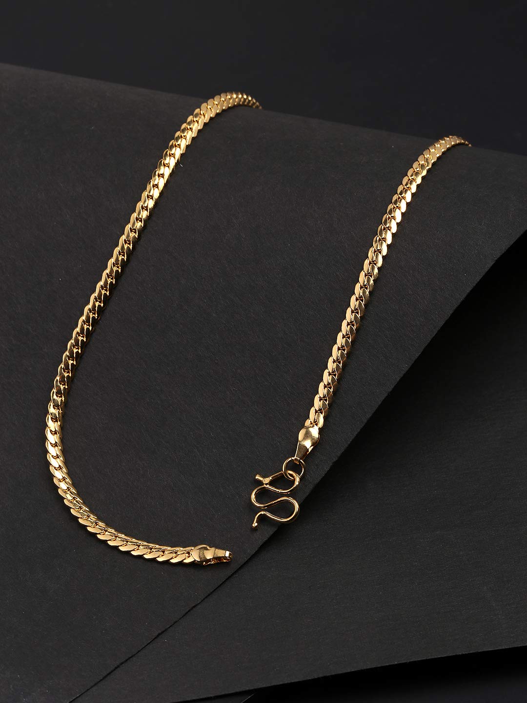 Yellow Chimes Classic 316L Stainless Steel Flat Mesh Gold Plated Unisex Gold Chain for Women and Men