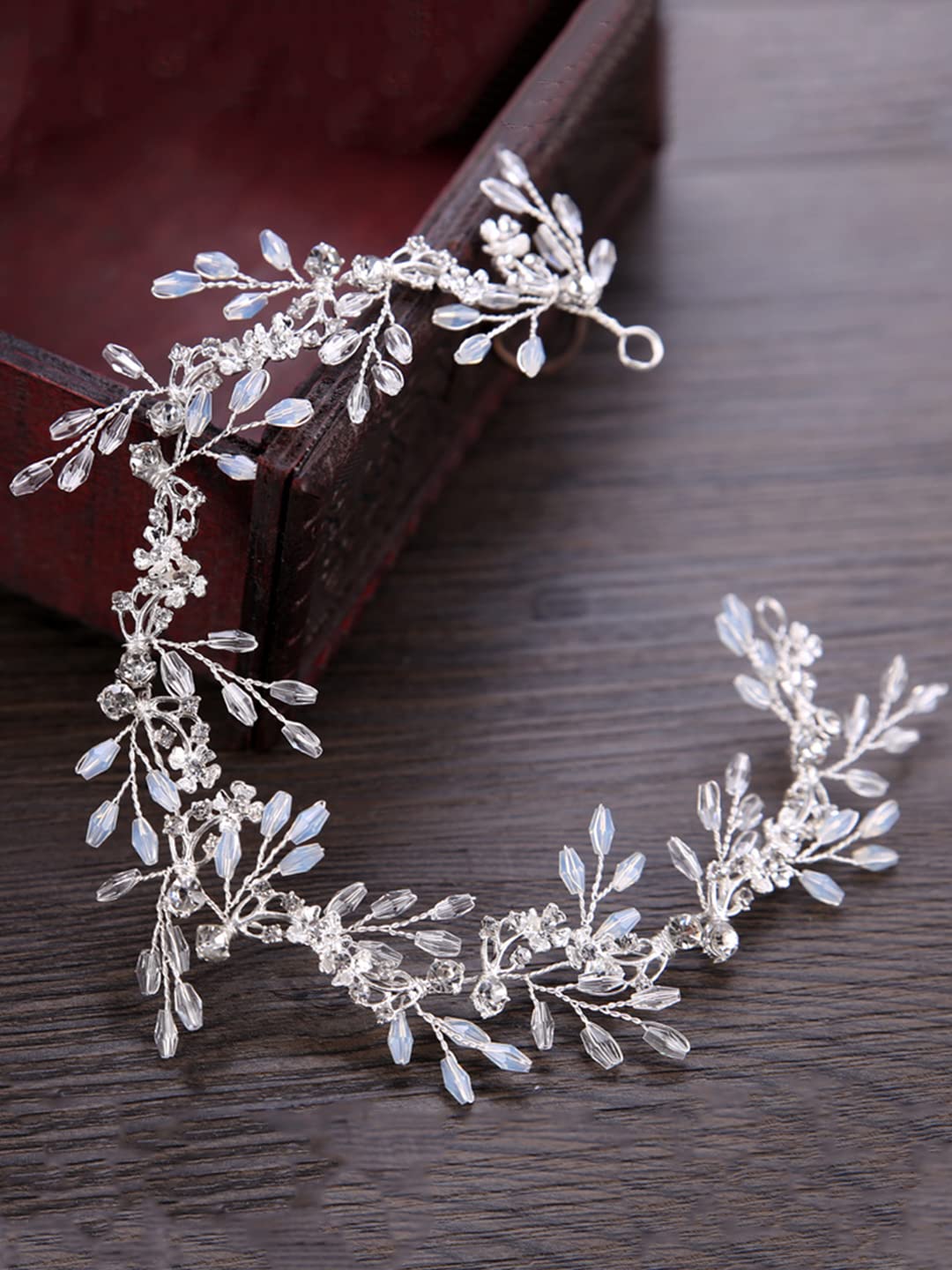 Yellow Chimes Bridal Hair Vine for Women and Girls Bridal Hair Accessories for Wedding White Headband Hair Accessories Wedding Jewellery for Women Crystals Bridal Wedding Headband Hair Vine for Girls