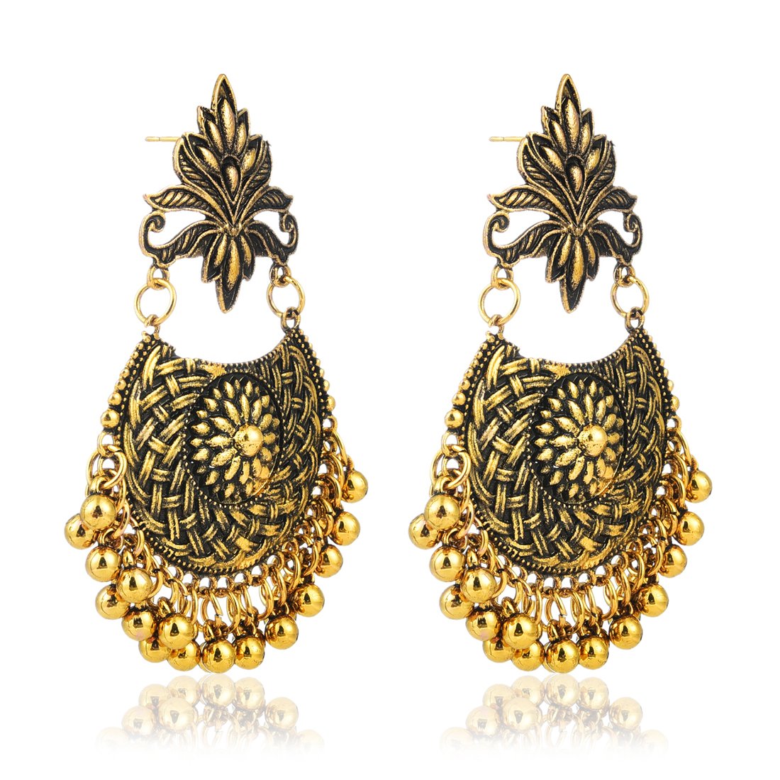 Yellow Chimes Artistic Braid Craft Stylish Oxidised Chandbali Earrings For Women & Girls