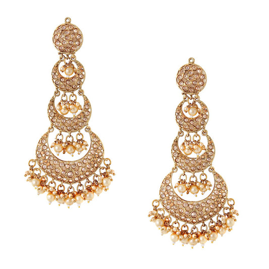 Yellow Chimes Earrings for Women and Girls Traditional Kundan Studded Chandbali | Gold Plated | Kundan Stone Chandbali Earrings | Birthday Gift for girls and women Anniversary Gift for Wife