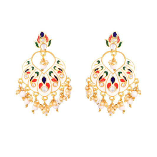 Yellow Chimes Beautifully Enamelled Stylish Gold Plated Meenakari Chandbali Earrings for Women and Girls…