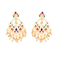 Yellow Chimes Beautifully Enamelled Stylish Gold Plated Meenakari Chandbali Earrings for Women and Girls…