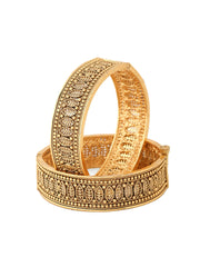 Yellow Chimes Bangles for Women Gold Toned Leaf Designed Set of 2 Bangles for Women and Girls
