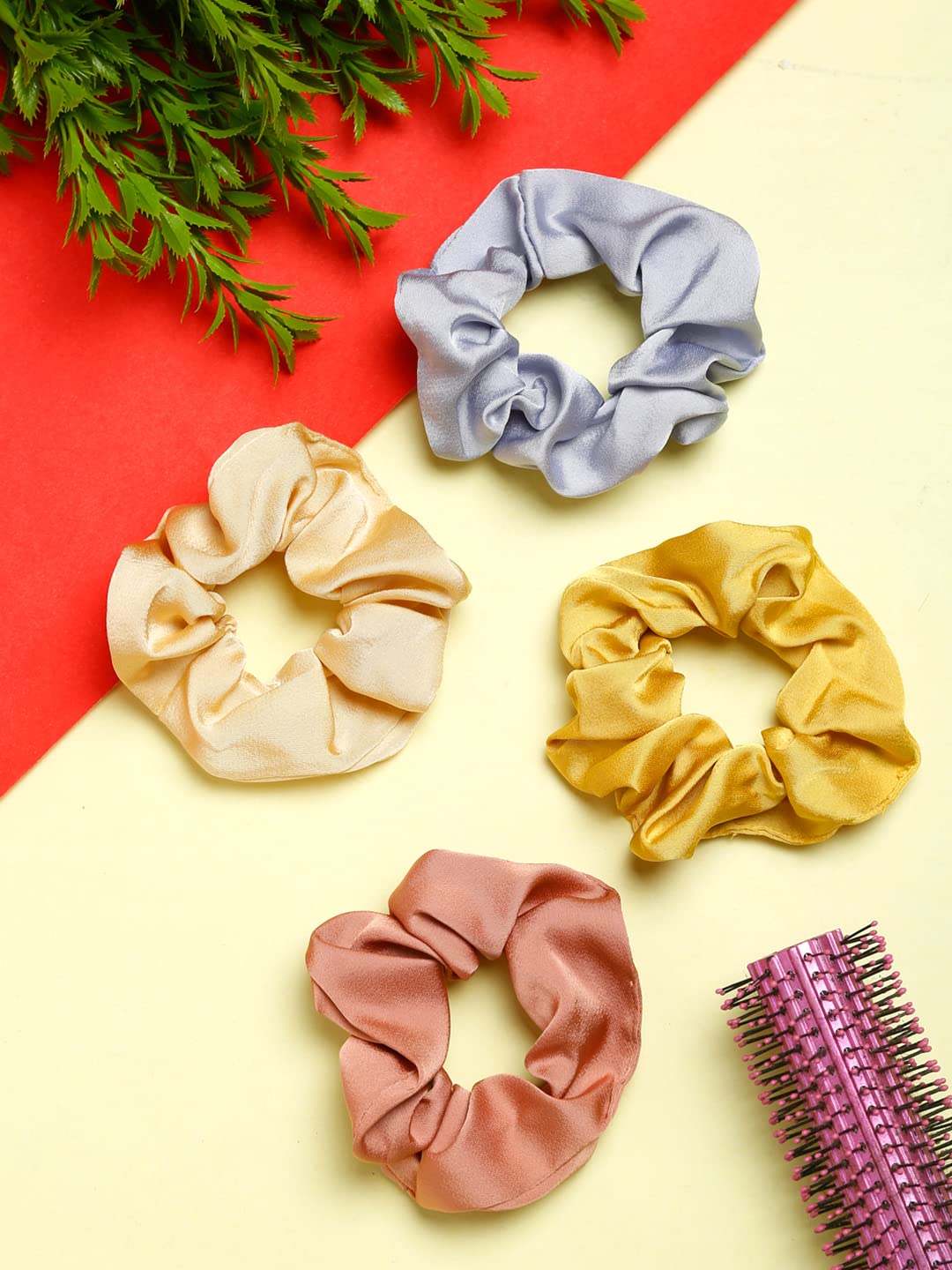 Yellow Chimes Scrunchies for Women Hair Accessories for Women 6 Pcs Satin Scrunchies Set Rubber Bands Multicolor Scrunchie Ponytail Holders Hair Ties for Women and Girls Gifts for Women and Girls