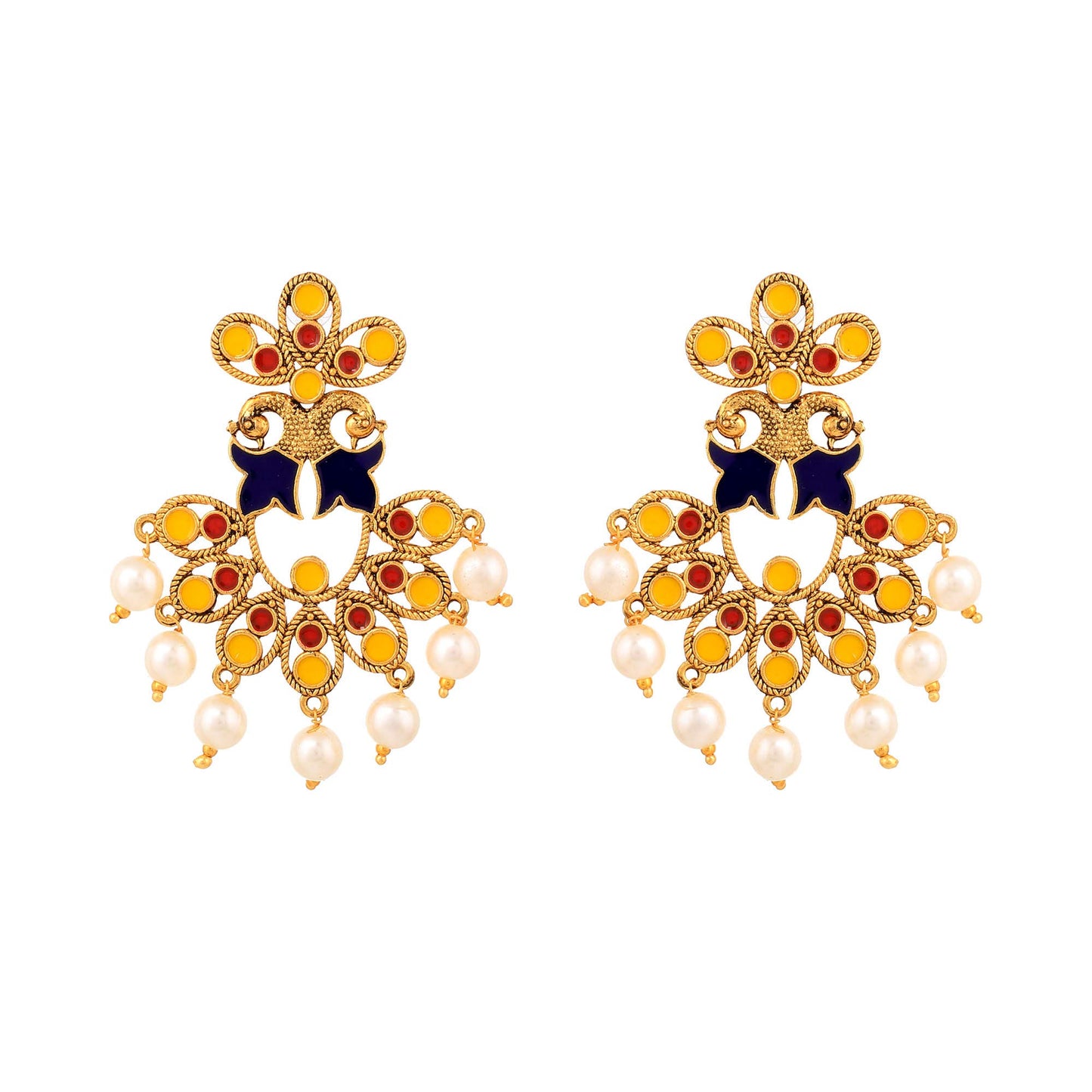 Yellow Chimes Beautifully Enamelled Stylish Gold Plated Meenakari Chandbali Earrings for Women and Girls…