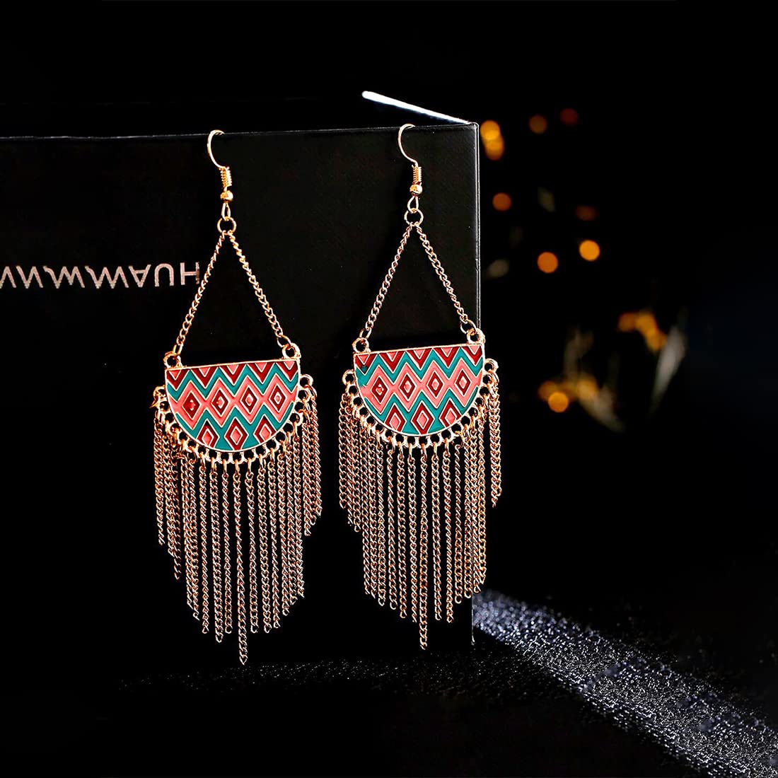 Yellow Chimes Earrings for Women and Girls | Fashion Gold Color Dangler | Gold Plated Hanging Chain | Western Long Danglers Earrings | Accessories Jewellery for Women | Birthday Gift for Girls and Women Anniversary Gift for Wife