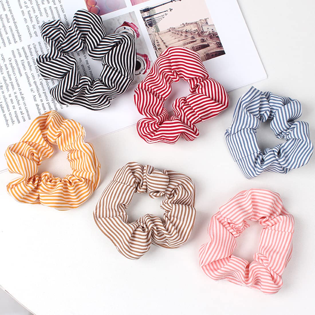 Yellow Chimes Scrunchies for Women Hair Accessories for Women 6 Pcs Satin Scrunchies Set Floral Print Rubber Bands Multicolor Scrunchie Ponytail Holders Hair Ties for Women and Girls Gifts for Women and Girls