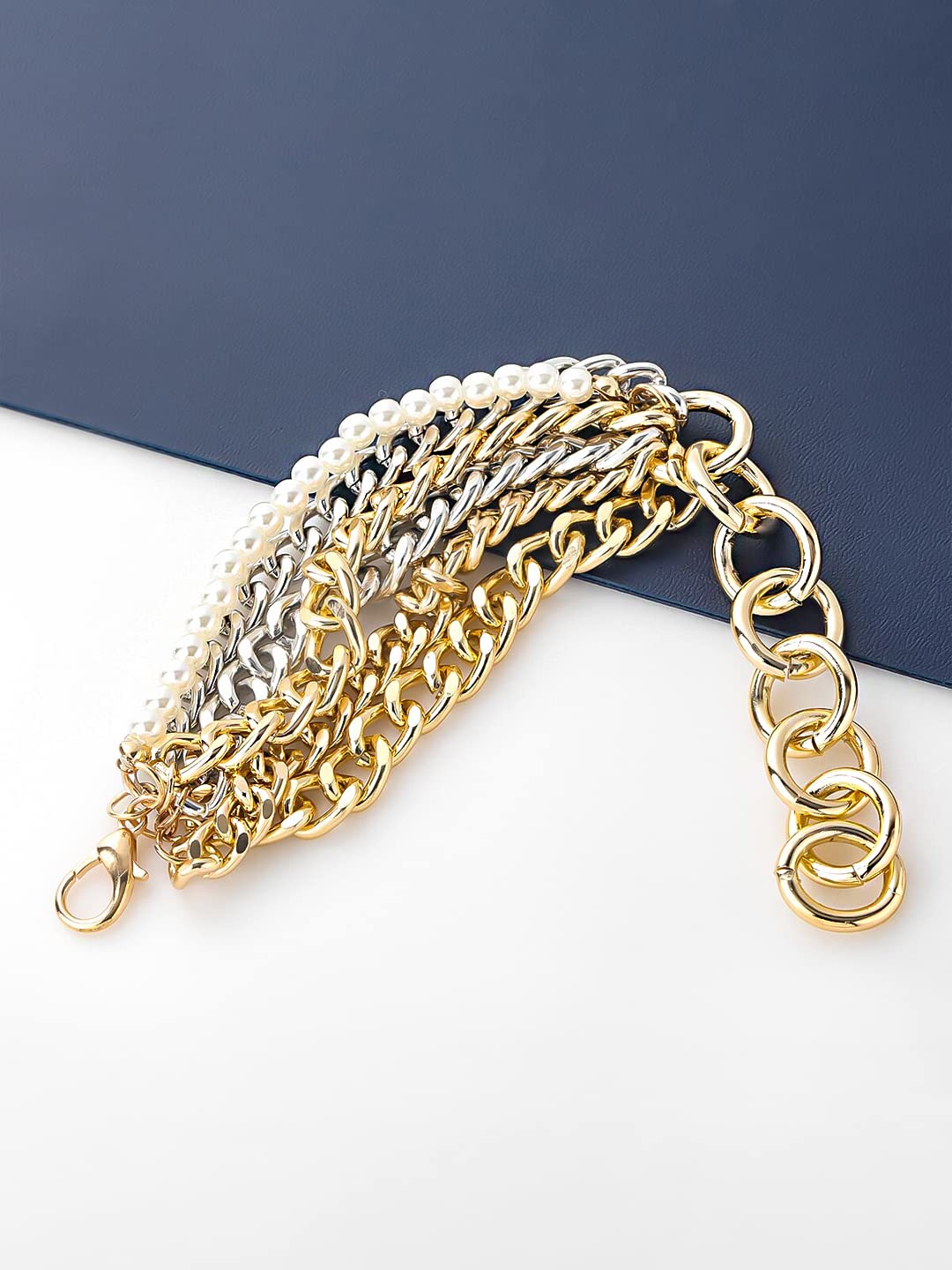 Yellow Chimes Bracelet For Women Multicolor Connected Chain Designed Multilayer Bracelet For Women and Girls