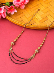 Yellow Chimes Mangal Sutra for Women Gold Toned Crystal Studded Beads Chain Designed Black Beads Mangal Sutra for Women and Girls